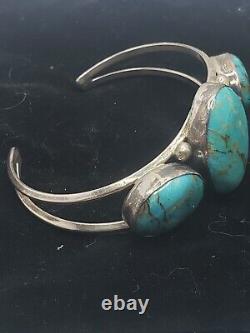 Vintage Navajo G. BOYD sterling Turquoise Cuff Bracelet 32gr