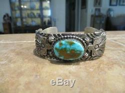 Vintage Navajo GARY REEVES (d.) Sterling Bisbee Turquoise THUNDERBIRD Bracelet