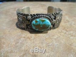 Vintage Navajo GARY REEVES (d.) Sterling Bisbee Turquoise THUNDERBIRD Bracelet