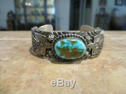 Vintage Navajo GARY REEVES (d.) Sterling Bisbee Turquoise THUNDERBIRD Bracelet