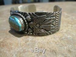 Vintage Navajo GARY REEVES (d.) Sterling Bisbee Turquoise THUNDERBIRD Bracelet