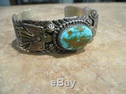 Vintage Navajo GARY REEVES (d.) Sterling Bisbee Turquoise THUNDERBIRD Bracelet