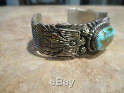 Vintage Navajo GARY REEVES (d.) Sterling Bisbee Turquoise THUNDERBIRD Bracelet