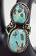 Vintage Navajo Hand Made Sterling Silver & Natural Turquoise Ring Size 9