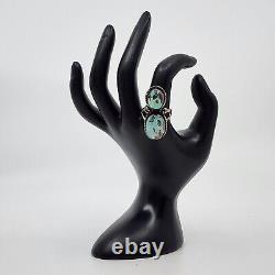 Vintage Navajo Hand Made Sterling Silver & Natural Turquoise Ring Size 9