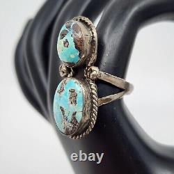 Vintage Navajo Hand Made Sterling Silver & Natural Turquoise Ring Size 9