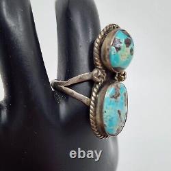 Vintage Navajo Hand Made Sterling Silver & Natural Turquoise Ring Size 9