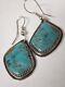 Vintage Navajo Handmade Signed G. T Natural Turquoise Sterling Silver Earrings