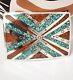 Vintage Navajo Handmade Sterling & Turquoise/coral Chip Inlay Belt Buckle