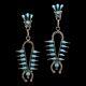 Vintage Navajo Handmade Turquoise Squash Blossom Sterling Silver Post Earrings
