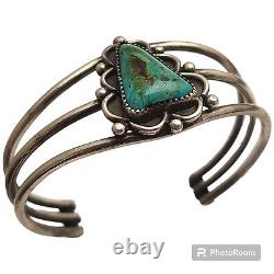 Vintage Navajo High Grade Natural Royston Turquoise Bracelet