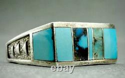 Vintage Navajo IMPORTANT Native American Sterling Silver Turquoise Inlay Ring