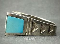 Vintage Navajo IMPORTANT Native American Sterling Silver Turquoise Inlay Ring