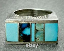 Vintage Navajo IMPORTANT Native American Sterling Silver Turquoise Inlay Ring