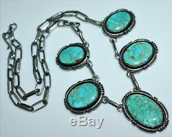 Vintage Navajo Indian JOE DELGARITO Blue Green Turquoise Festoon Necklace