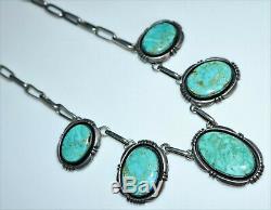 Vintage Navajo Indian JOE DELGARITO Blue Green Turquoise Festoon Necklace