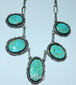 Vintage Navajo Indian JOE DELGARITO Blue Green Turquoise Festoon Necklace