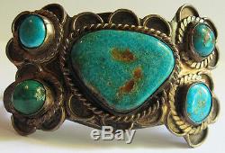 Vintage Navajo Indian Silver Speckled Hunky Turquoise Cuff Bracelet