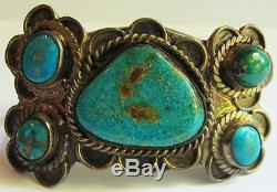 Vintage Navajo Indian Silver Speckled Hunky Turquoise Cuff Bracelet