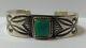 Vintage Navajo Indian Silver Square Stone Turquoise Cuff Bracelet