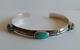 Vintage Navajo Indian Silver Three Turquoise Cabochon Cuff Bracelet