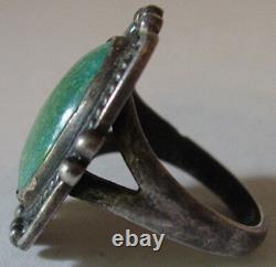 Vintage Navajo Indian Sterling Silver Mossy Green Turquoise Ring Size 5