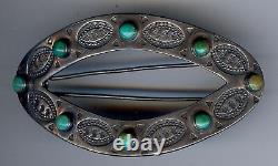 Vintage Navajo Indian Sterling Silver & Turquoise Barrette Hair Clip