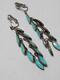 Vintage Navajo Indian Sterling Silver Turquoise Long Dangler Earrings Unusual