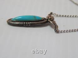 Vintage Navajo Indian Sterling Silver Turquoise Necklace Nice Gift