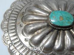 Vintage Navajo Indian Sterling Silver Turquoise Western Rodeo Cowboy Buckle