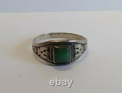 Vintage Navajo Indian Sterling Thunderbirds Cerrillos Turquoise Ring Size 8