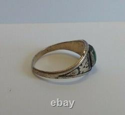 Vintage Navajo Indian Sterling Thunderbirds Cerrillos Turquoise Ring Size 8