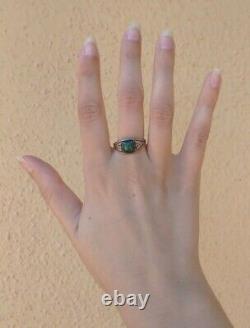 Vintage Navajo Indian Sterling Thunderbirds Cerrillos Turquoise Ring Size 8