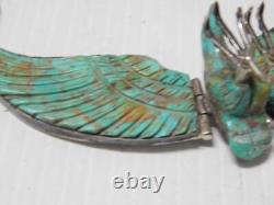 Vintage Navajo Indian Turquoise Eagle Statement Necklace Articulated Wings