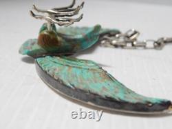 Vintage Navajo Indian Turquoise Eagle Statement Necklace Articulated Wings