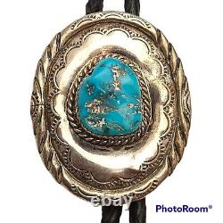 Vintage Navajo James Toadlena Sterling Silver kingman turquoise bolotie