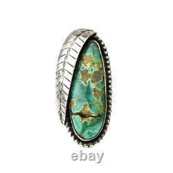 Vintage Navajo Jerome Begay Sterling & Carico Lake Turquoise Ring Sz 7.75