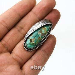 Vintage Navajo Jerome Begay Sterling & Carico Lake Turquoise Ring Sz 7.75