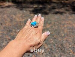 Vintage Navajo Jewelry Ring Turquoise Stones Size 9 Dead Pawn Native American