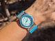 Vintage Navajo Lapis and Turquoise Flexible Wrist Watch Native American Handmade