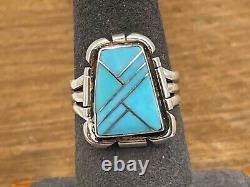 Vintage Navajo Lee Thompson Signed Sterling Silver Turquoise Ring sz 7.5-2356.24