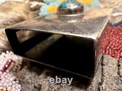 Vintage Navajo MATCHBOX COVER sterling turquoise Southwestern signed CR 40g case