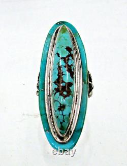 Vintage Navajo Manny Signed Sterling Silver Turquoise Native American Ring Sz 5