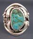 Vintage Navajo Men's Sterling Silver Turquoise Ring Signed L. Begay 10 3/4
