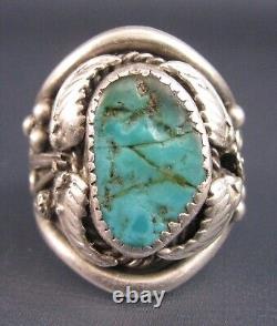 Vintage Navajo Men's Sterling Silver Turquoise Ring Signed L. Begay 10 3/4