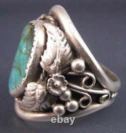 Vintage Navajo Men's Sterling Silver Turquoise Ring Signed L. Begay 10 3/4