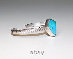 Vintage Navajo Mined Blue Turquoise Sterling Silver Cuff Bracelet