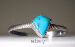 Vintage Navajo Mined Blue Turquoise Sterling Silver Cuff Bracelet