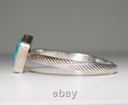 Vintage Navajo Mined Blue Turquoise Sterling Silver Cuff Bracelet