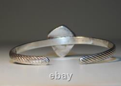 Vintage Navajo Mined Blue Turquoise Sterling Silver Cuff Bracelet